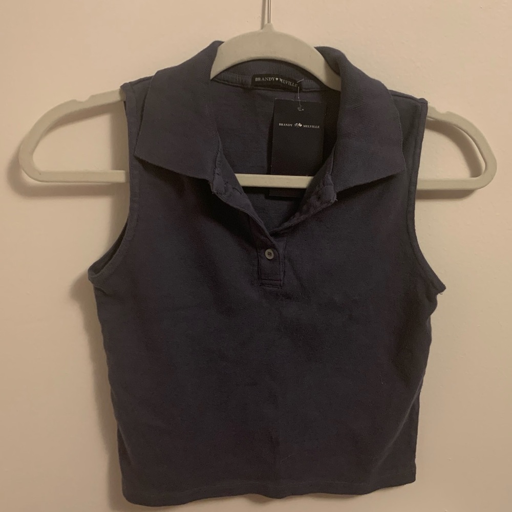 Brandy Melville Blue Cropped Polo Size XS-S
